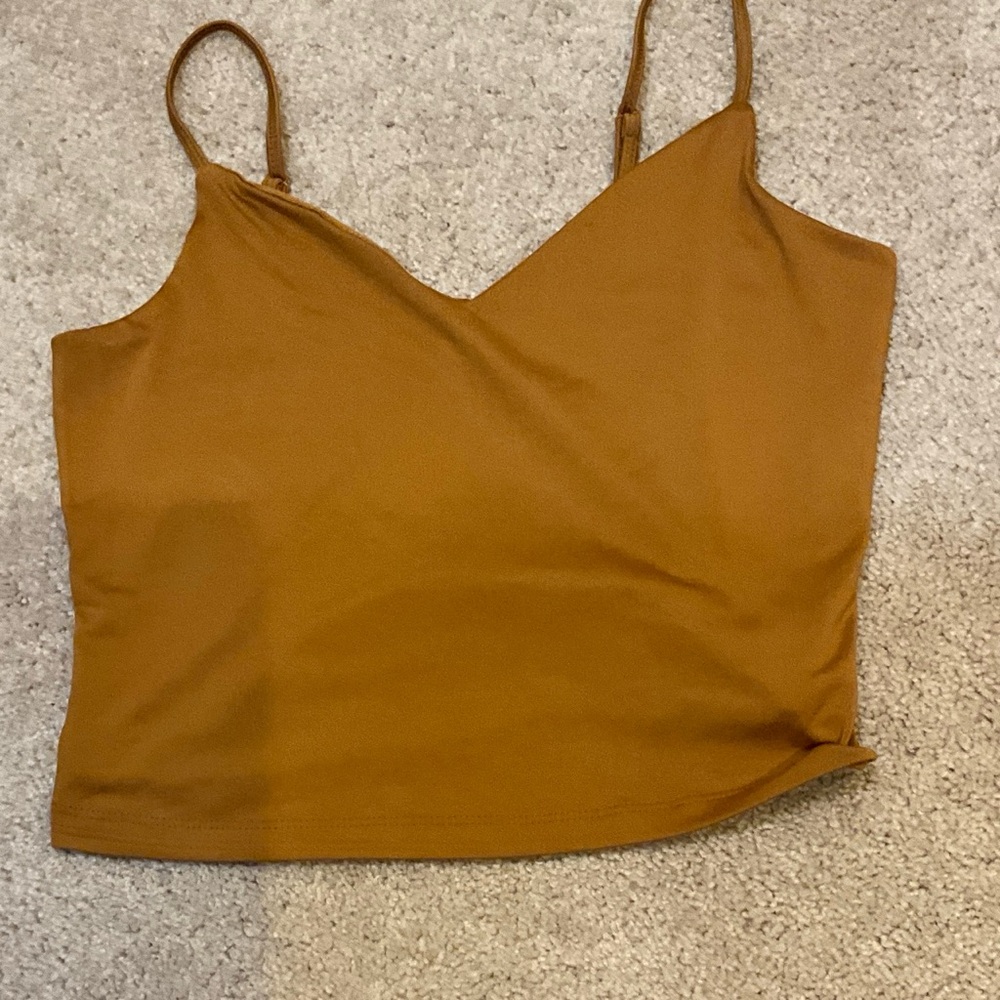 Dynamite Rust Brown V-Neck Spaghetti Strap Crop Top